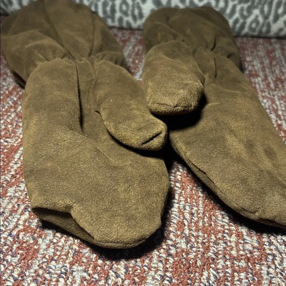 Vintage Halston ultra suede mittens chocolate brown warm winter gear statement